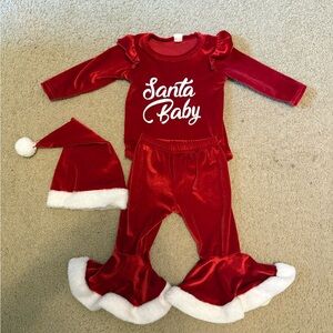 Red Santa Baby Outfit with Hat